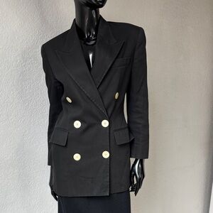 VTG 90s Michael Kors for Bergdorf Goodman Black Cotton Double Breasted Blazer